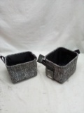 Pair of Threshold 7”x6”x5” Grey Wool Storage Baskets