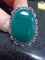 Ladies German Silver & Green Onyx Ring