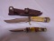 2pc Rough Rider Bone Handle Knife Set w/ Leather Sheave