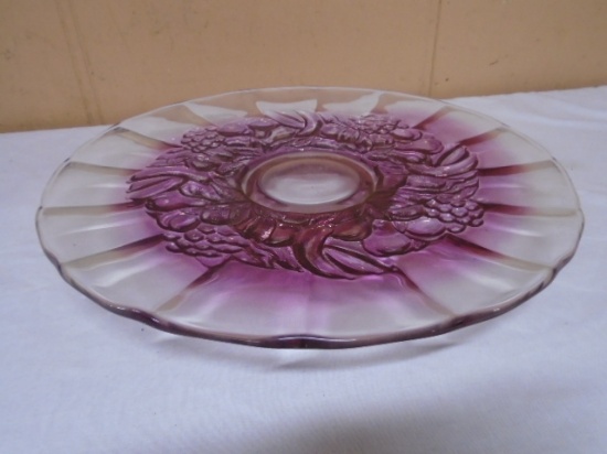 Vintage Indiana Glass Purple Footed Platter