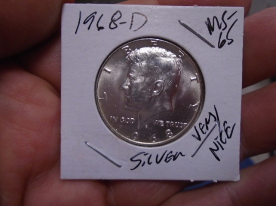 1968 D Mint Silver Kennedy Half Dollar