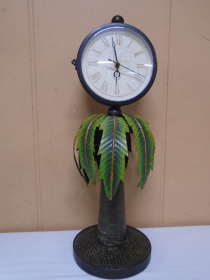 Metal Art Double Sided Palm Tree Clock