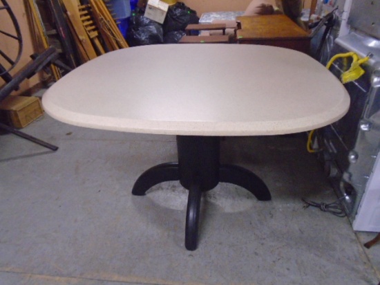 Wood Pedistal Corian Solid Surface Top Dining Table