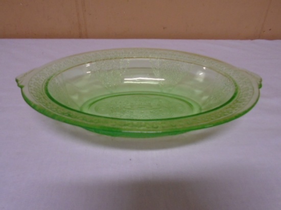 Green Depression Glass Ovel Bowl