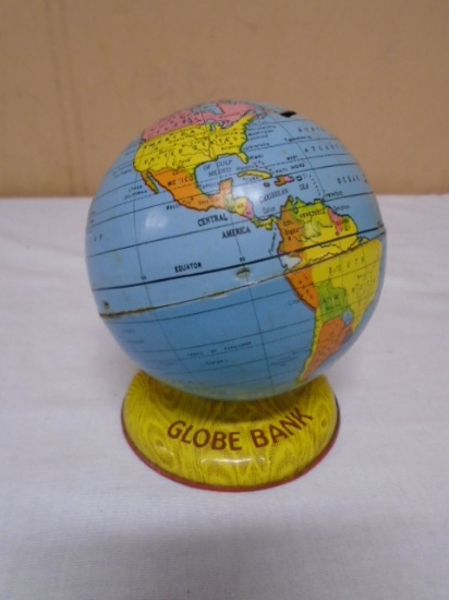 Vintage J. Chein Made in the USA Metal Globe Bank