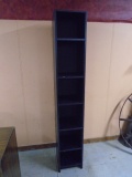 Black Wooden Storage Tower w/ Adjustable Shelves