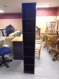 Black Wooden Storage Tower w/ Adjustable Shelves