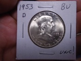 1953 D Mint Silver Franklin Half Dollar