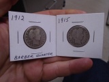 1912 & 1915 Silver Barber Quarters