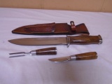 American Hunter 3pc Bowie Knife Set w/ Leather Sheave