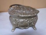 Ornate Metal 4 Footed Keepsake Box