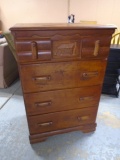 4 Drawer Solid Wood Chest of Drawers w/ Log Cabin on Drawer