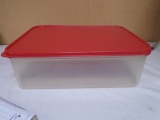 Brand New Tupperware 1890 Red Lid Clear Rectangular Container w/ Lid
