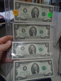 Group of (4) Consecutive Serial Number 1976 Two Dollar Notes