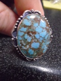 Ladies German Silver & Turquoise Sy Ring