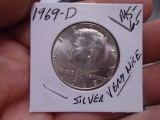 1969 D Mint Silver Kennedy Half Dollar