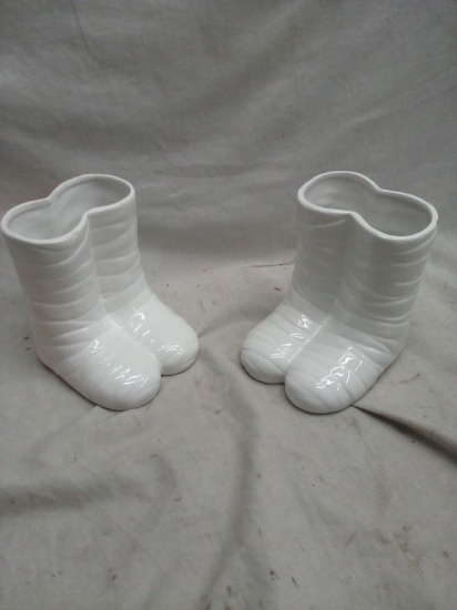 Pair of 6” Tall Ceramic Boot Planters