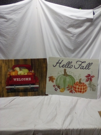 Pair of Fall Pumpkin 18"x24" Floor Mats