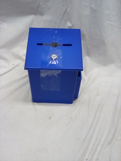 Blue Composite 6"x7"x9" Wall Mounted Locking Suggestion Box