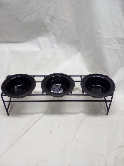 Black Finish Raised Small Pet Water and Food Bowls