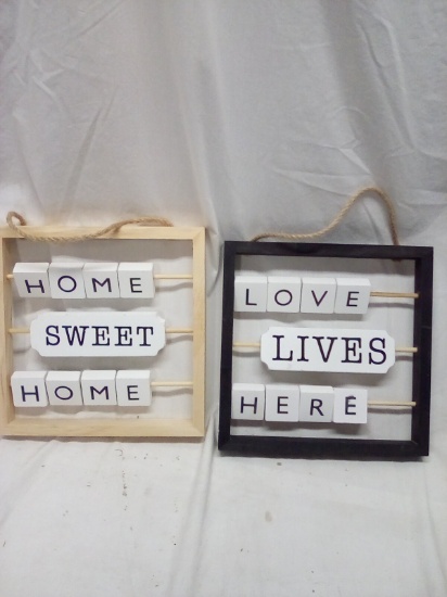 Pair of 9"x9" Slider Letter Home Décor Signs