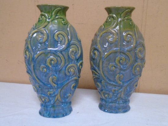 2 Matching Beautiful Art Pottery Vases