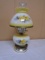 Vintage Glass Floral Yellow Hurricane Lamp