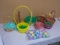 Large Group of Easter Baskets w/ Grass & Easter Eggs