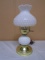 Vintage Milk Glass Hobnail Huricane Lamp