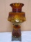 Vintage Plymouth Harlee Inc Amber Hobnail 2 Way Huricane Lamp