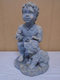 Boy w/Dog Garden Statue