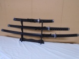 3pc Set of Samurai Swords w/ Display Stand