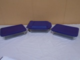 3pc Glass Pyrex Bakeware Set w/ Lids