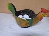 Metal Art Chicken Basket w/ Artificial Eggs