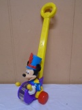 Vintage Disney Mickey Marching band Drummer Push Toy