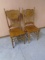 2 Matching Solid Oak Pressed Back Hip Chairs