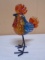 Metal Legged Art Glass Chicken