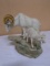 Beautiful Masterpiece Porcelain Big Horn Sheep Ram and Lamb Statue