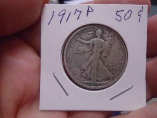 1917 P Mint Silver Walking Liberty Half Dollar