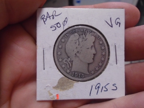 1915 S Mint Silver Barber Half Dollar