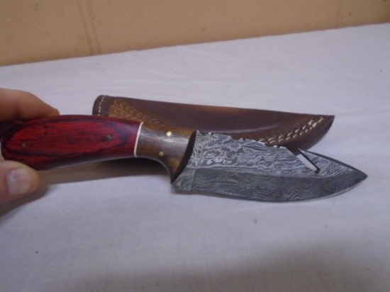 Custom Handmade Damascus Blade Knife w/Leather Sheath