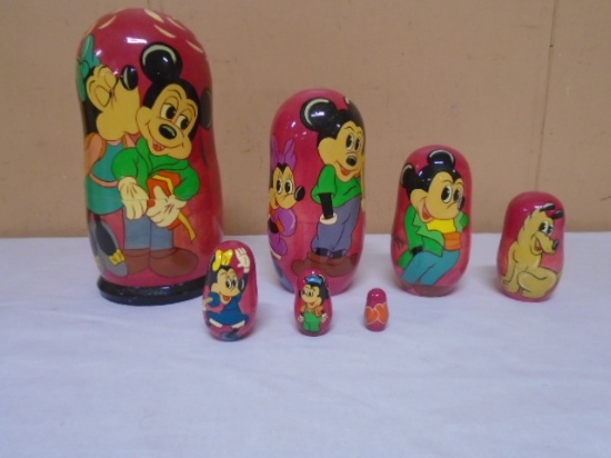 7pc Disney Wooden Nesting Doll Set