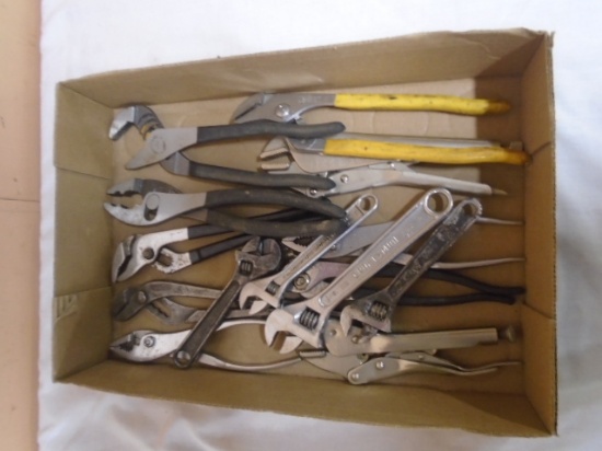 Large Group of Assorted Pliers & Adjustable Wrenches