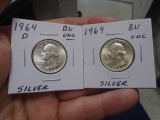 1964 D Mint & 1964 Silver Washington Quarters