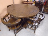 Solid Wood Round Pedistal Dining Table w/ 4 Matching Chairs