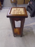 Solid Wood Tile Top Plant Stand