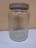 Glass Old Juice Coffee Jar w/ Metal Lid
