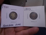 1901 & 1903 Silver Barber Dimes