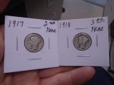 1917 & 1918 Silver Mercury Dimes