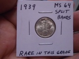 1939 Silver Split Bands Mercury Dime